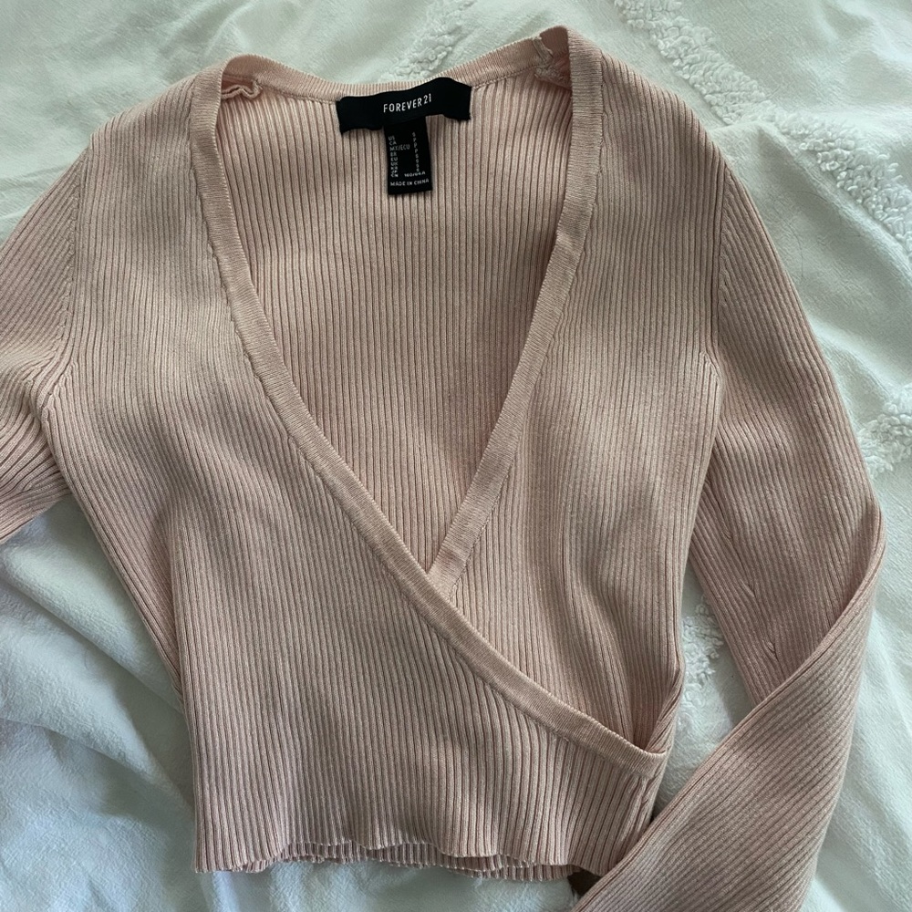Forever 21 Long Sleeve Sweater Plunge Top